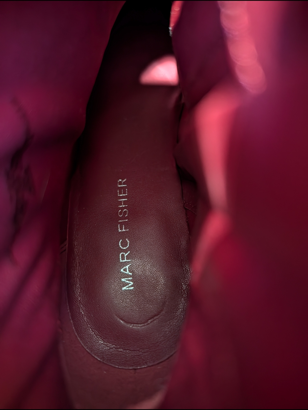 Marc Fisher Croc-Embossed Pointed Toe Ankle Booties - Burgundy - Picture 4 of 6